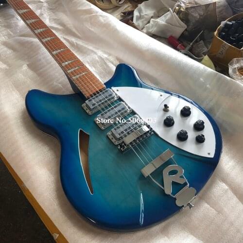 12 string guitar, 360 electric guitar, blue paint, mahogany fingerboard, half-empty core guitar, free shipping