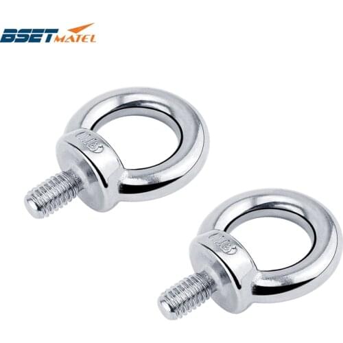2PCS DIN580 M6 Eye Bolt 304 Stainless Steel Marine Lifting Eye Screws Ring Loop Hole for Cable Rope Eyebolt Boat Acceories