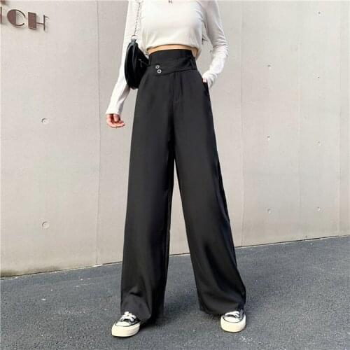 2021 Sweatpants Women Clothes Pants Streetwear Winter Fashion Korean Style Wide Leg Harajuku Baggy Black High Waisted Vintage