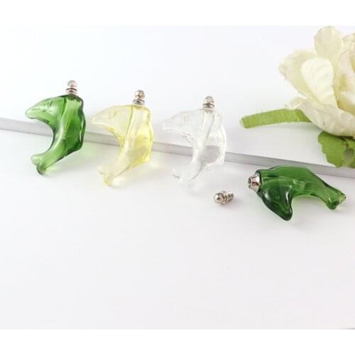 8PCS Dolphin crystal vial pendants Perfume Bottle Charms Rice Charms DIY Name on Rice Art Rice vials Screw Cap Necklace