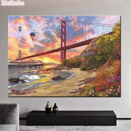 Full round Diamond 5D DIY Diamond Painting Hot air ball bridge Embroidery Cross Stitch Rhinestone Mosaic Painting Decor