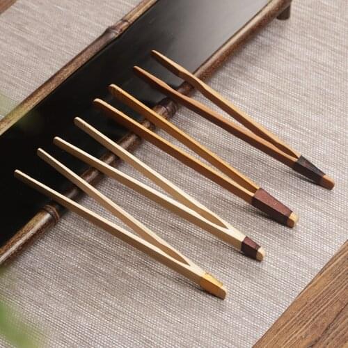 Bamboo Tea Clip Handmade Refinement Mug Holder Tweezer Chinese Kung Fu Tea Accessories Tools Kitchen Scoop Food Tongs Gift Sets