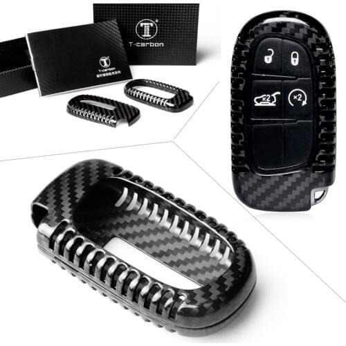For Jeep Wrangler JL JK TJ Car Remote Key Case Replacement For Dodge Cherokee Ram Carbon Fiber Style