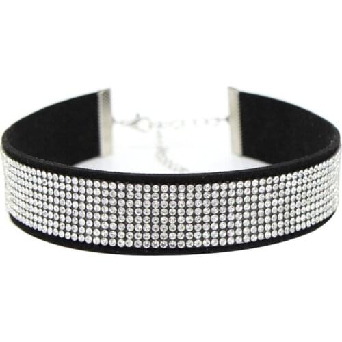 Black Leather Gothic Heart Rhinestone Choker Necklace Women Crystal Choker 2020 Statement chocker collar fashion jewellery