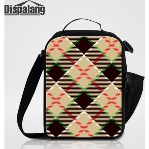 Dispalang Insulated Daily Lunch Bag Plaid Striped Print Portable Food Safe Small Container Kids Thermal Picnic Cooler Lunch Bags