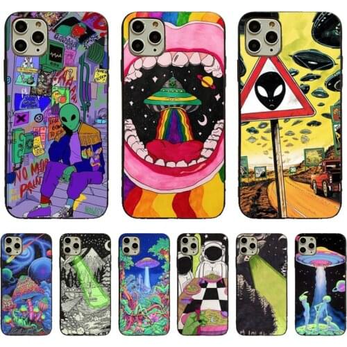 Aesthetics Cartoon alien space Luxury Soft Phone Case For iPhone 11pro 12pro MAX 8 7 6 6S Plus X XS MAX 5 5S SE XR Fundas Capa