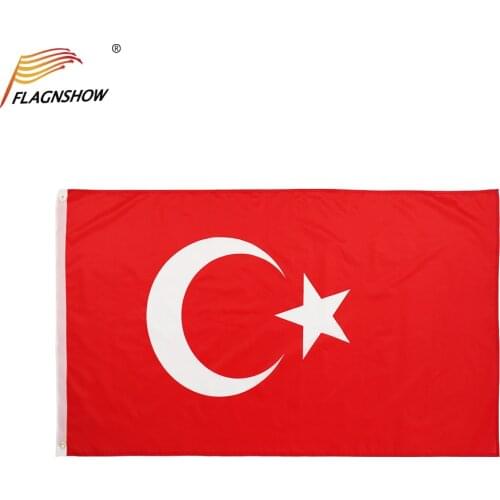 Flagnshow European Cup Football Match Turkey National Flag 3x5 FT Polyester Banner Turkey Flag