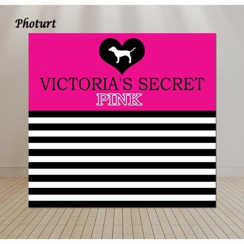 PHOTURT Sweet Secret Photography Background Girls Birthday Backdrop Pink White Black Stripe Vinyl Banner Photo Decorate Props