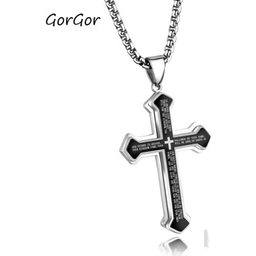 GorGor Necklace Men Stainless Steel Pattern Cross Three Layers Pendant Various Colors Individuality Fashion Accessories TX-1360