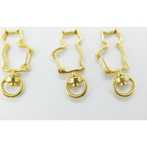 1000PCS 18X40MM Cat shape High Quality Zinc Alloy Carabiner Swivel Clasps For Key Ring & Key Chain Rose Gold Tone