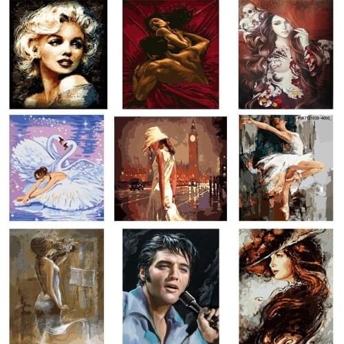 40*40cm Diy Frame Ballet Painting By Numbers Canvas Figure Oil Paint By Numbers Handpainted Diy Gift Home Wall Decor