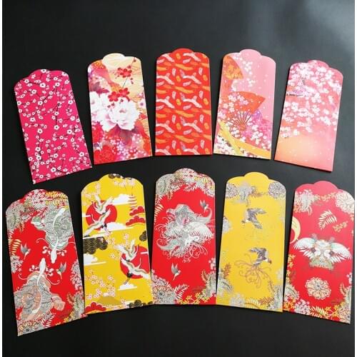10Pcs/Pack Wedding Money Envelopes (Hong Bao)Wedding Gift Envelope Japanese Style Little Something 3.5*6.8In Red Envelopes