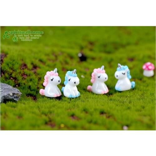 1 Pcs Mini Rainbow Unicorn Animal Stand Miniature Garden Accessories Modern Fairy Garden Pop Miniature Figurines Fairy Garden