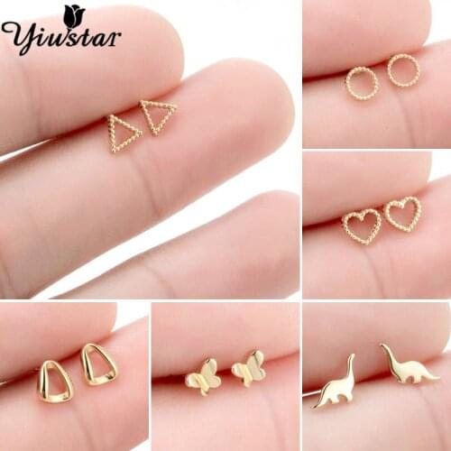 Minimalist Silver Plated Small Hoop Earrings Love Heart Triangle Dragon Accessories Stud Earrings for Women Wedding Gift Jewelry