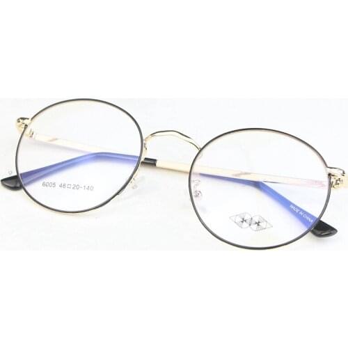 Fashion Mens glasses frame Retro round black gold Student style Super light Support with myopia lens Womens glasses