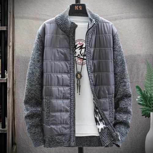 Sweater coat men 2021 winter thickened warm cardigan sweater mens wool lined zipper fleece coat men winter jacket men