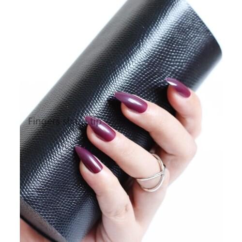 New fashion 24pcs charming Pointedt Candy colors false nails Magenta C205