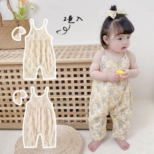 2021 new boys girls printed overalls summer cotton fashion babys pants