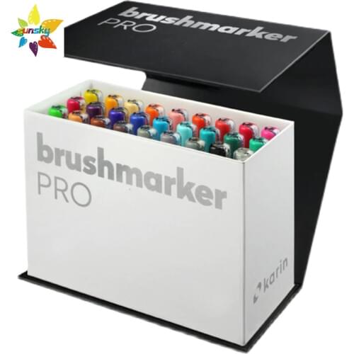 Original KarinMarkers Brushmarker PRO MiniBox|26 colours + 1 blende Flexible soft pen in block letters Professional Art supplies