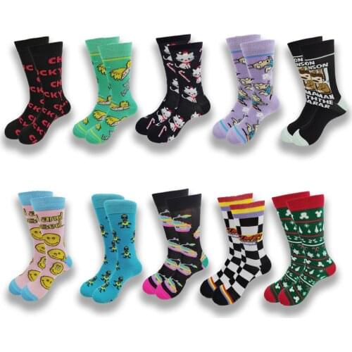 A Pair of Autumn and Winter Men Women Socks Fashion Cartoon Happy Novel Quality Stitching Soft and Comfortable Crew Socks