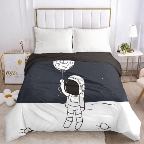 Duvet Cover with Zipper Comforter Blanket Quilt Cover 220x240/90/135/150 3D Cartoon Bedding for Boys Baby Kids Child astronaut