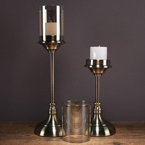 Simple European Candle Holder Luxury Vintage Crystal Metal Christmas Candlestick Table Centerpiece Wedding Home Decorations C6H