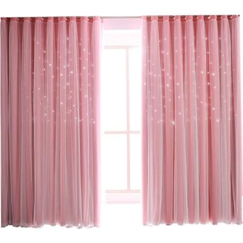 Double Layer Hollow Out Stars Blackout Curtain For Living Room Window Curtains Bedroom Voile Hotel Home Decoration