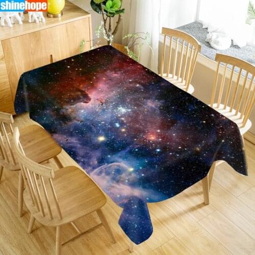 Galaxy Table Cloth Oxford Print Waterproof Oilproof Home Rectangular Party Table Cover 100X140cm/140X250cm