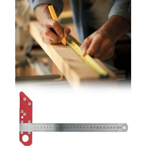Woodworking T-shaped Steel Ruler Stainless Steel Measuring Tool High-precision Marking Gauge Angle Ruler Protractor