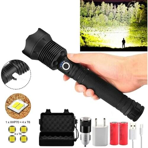 Tactical XHP70.2 LED Flashlight Most Powerful XLamp XHP50 Rechargeable USB Zoom Torch XHP70 18650 26650 Hunting Lamp SelfDefense