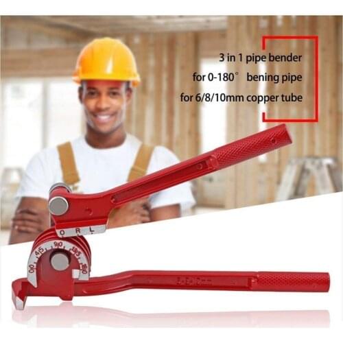 3 in 1 180 Tubing Bender 6Mm/8Mm/10Mm Forming Bending Bender Tool Pliers Manual Pipe Bender Aluminum Copper Pipe Bender red
