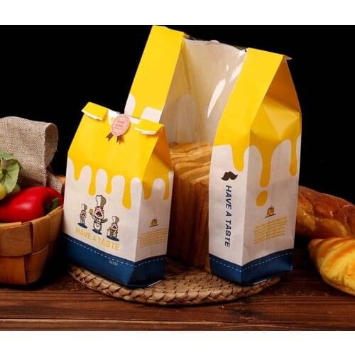 Big Capacity Wrap Toast Kraft Paper Packing Hand Torn Bread Window-Open Bakery Oil-Absorbing Paper Food Grade Nontoxic 25pcs/Set