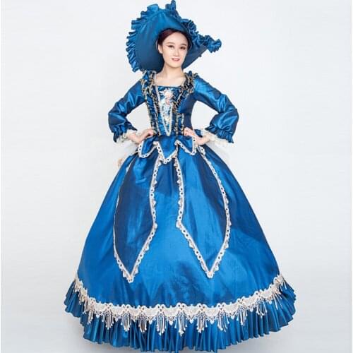 Victorian Gown Personalized Long Sleeve Flame Party Rococ Dress Medieval Champagne Marie Antoinette Ball gown