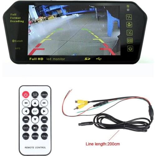 New Arrival 7" Bluetooth MP5 MP4 LCD Car Rearview Mirror Monitor Remote support rear camera USB/TF FM transmitter reverse
