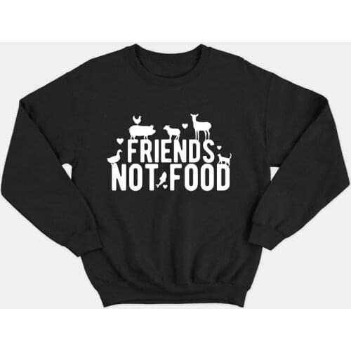 Cute Friends Not Food Sweatshirt Women Crewneck Ethical Vegan Cotton Hoodies Casual Autumn Graphic Jumper Pullovers Streetwear
