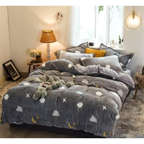 Winter Warm Soft Double Side Plush Duvet Cover Magic Velvet Thick Bed Blanket Cover Funny Cartoon Print Comforter Quilt Cover