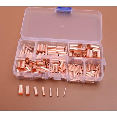1 Set Copper Tube Butt Connectors Wire Ferrule Cable Crimp Terminal Kit GT1-6mm