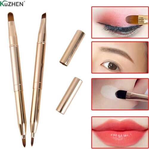 1pcs Makeup Brushes Double-headed Retractable Lip Brush Eye Liner Eyeshadow Foundation Brush Gold Make Up Cosmetics Tool