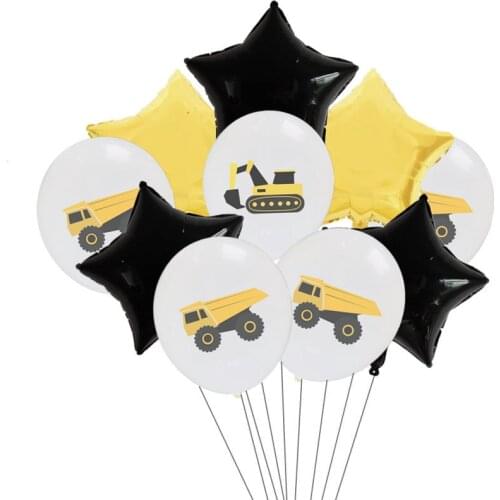 10pc 12inch Digger Balloons Confetti Balloon Birthday Party Decoration Kids Toys Children Gift Baby Shower Boy Favor Decorations