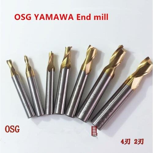 10pcs/lot OSG YAMAWA Superhard coating end mill cutter drill bit 2flute Hss-CO 1.5mm -22mm