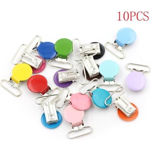 10pcs Mixed Color Infant Baby Metal Clips Pacifier Holders Alloy Suspender Hook