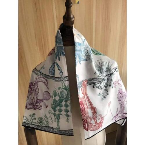 2021 new arrival winter spring classic design 100% real silk scarf twill hand made roll 90*90 cm shawl wrap for women lady