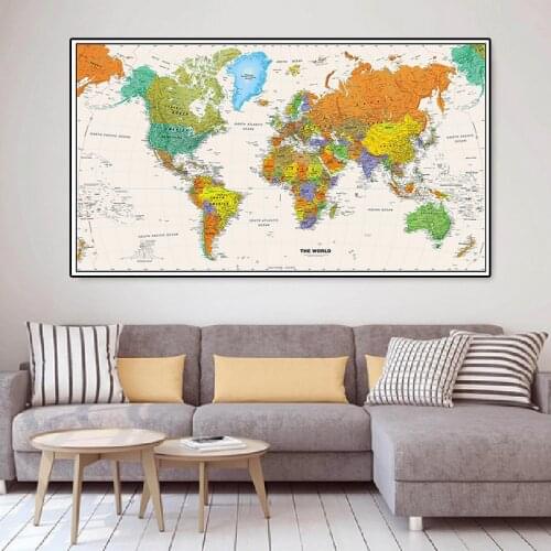 225*150cm The World Map Non-woven Art Poster Canvas Painting Wall Sticker Map Card Living Room Home Decoration