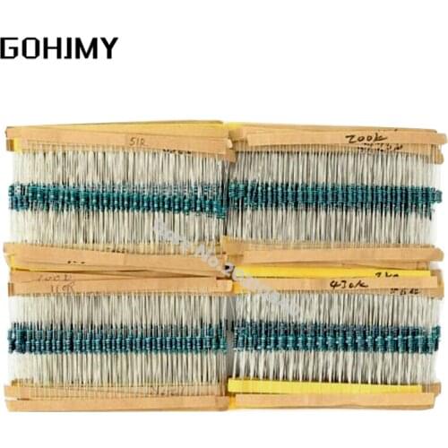 3120pcs 156Values Electric Unit 1/4W Power Metal Film Resistor Kit 1R-10M 1% Tolerance Assortment Set 1ohm-10Mohm samples pack
