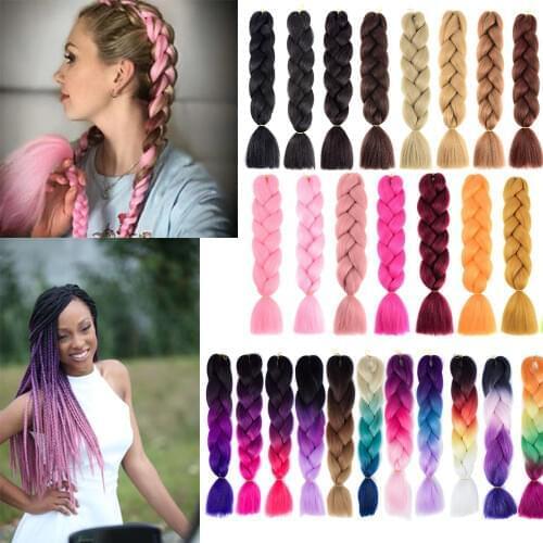 Aigemei 24Inches Jumbo Braids Crochet Extension Hair For Women Braiding Hair High Temperature Fiber Synthetic Wig 100g