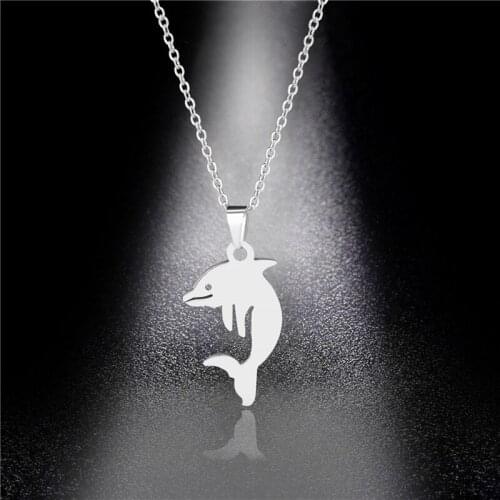 Shark Silhouette Pendants Necklaces For Women Stainless Steel Ocean Animal Jewelry Fashion Fish Necklace Beach Surf Jewelry