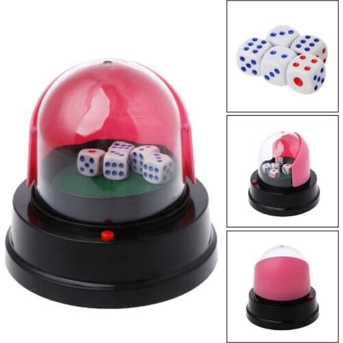 Automatic Dice Roller Cup Battery Powered Pub Bar Party Game Play With 5 Dices