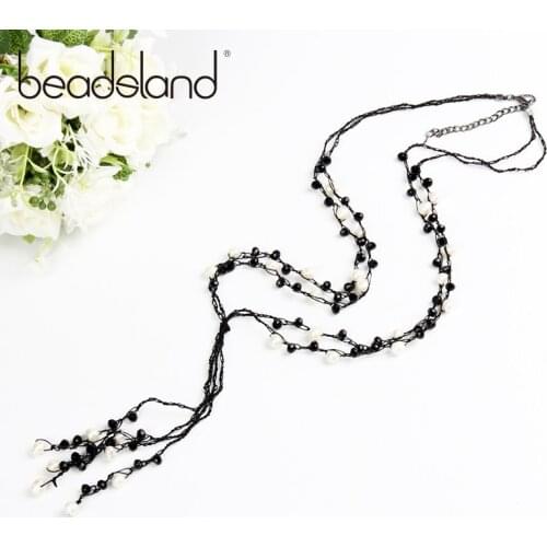 Beadsland Necklace Fashion Bohemia Y Shape Design Glass And Pearl Rope Chain Women Girls Party Christmas Gift 39252
