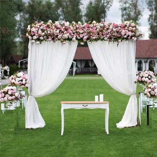 White Wedding Backdrop Curtain Drapping Organza Fabric for Wedding Arch Decoration Marriage Outdoor Drapery Ceremony Party Suppl