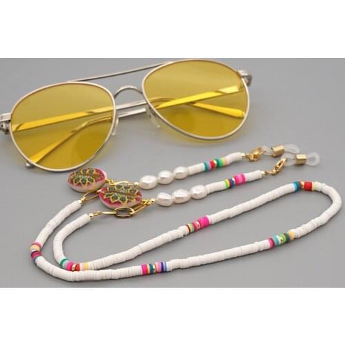 Go2Boho Heishi Chain For Glasses Fashion Women Necklace Jewelry Mask Strap Polymer Clay Necklaces Pearls Shell Sunglasses Chains